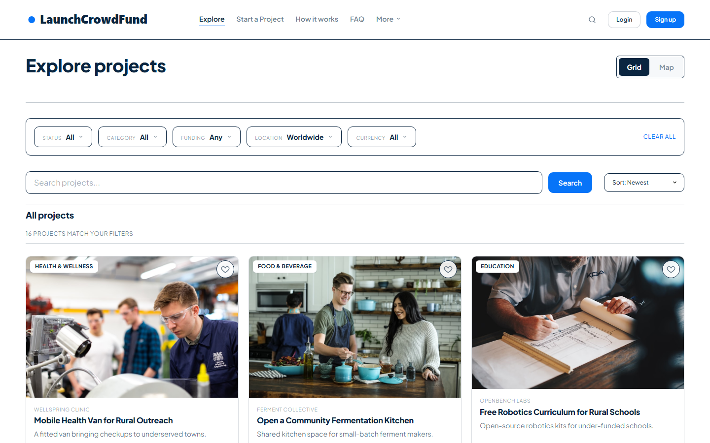 A running install with live campaigns across categories.